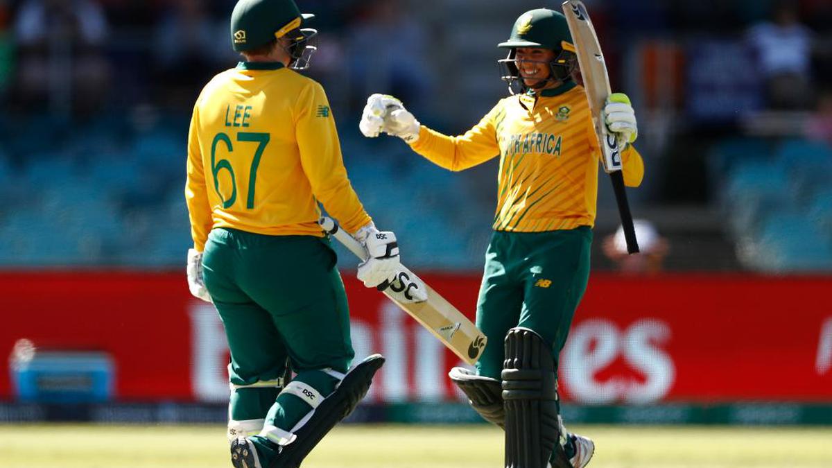 South Africa batswomen celebrate victory over Team India